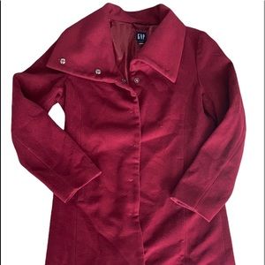 Gap Women's Cranberry Colored Wool Blend Peacoat Size M